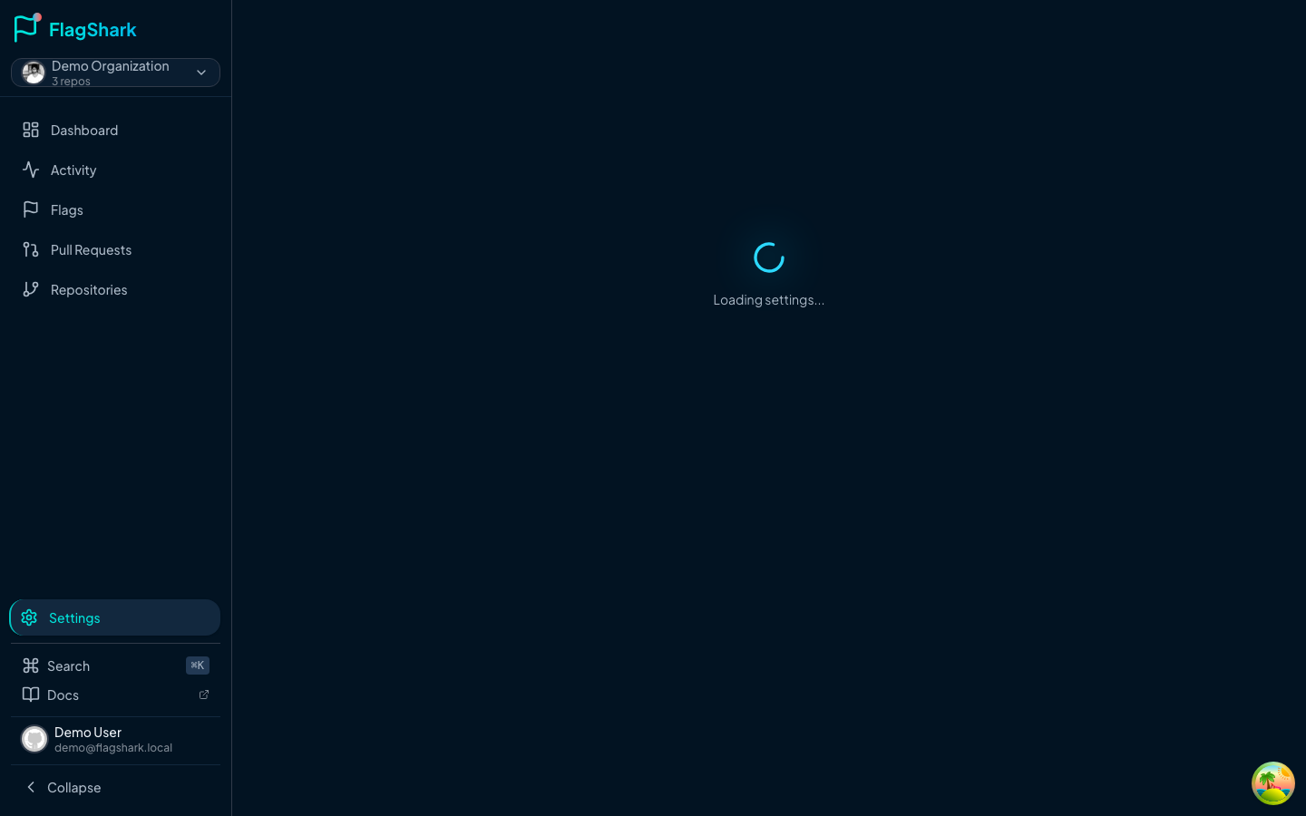 Repository settings in FlagShark